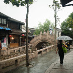 A tiny bridge over a canal running through a small town outside of Suzhou.