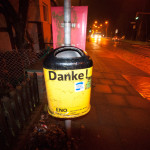 "Danke" means "thanks" in German. This is a bin where you throw in a scraps of paper on which you have written all of the things you are thankful for. Interesting, distinctly German concept.