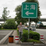Shanghai arrow left. Here I try to blend in with the local pillars that prevent cars from smashing traffic signs. Unsurprisingly, my stripes generate at a faster frequency and on a differrent wavelength and I fail to assimilate.