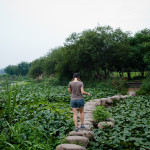 Shawna crossing a stone bridge. For how amazing this area was there was virtually nobody out there. That really is more of my style...isolation.