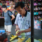 A guy cuts fruit for us so we don't starve to death.