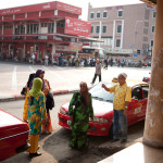 We picked up some snacks from a bakery near the bus station (red building in upper-left of photo), ready for the six-hour ride across the country! The colorful outfits these conservative babes wore really dazzled my fancy.