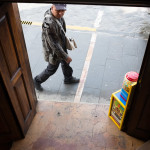 A camouflaged criminal checks the scene for cops before he robs the gumball machine located on our right. Strangely enough, he only took the yellow and blue chiclet-shaped gums.